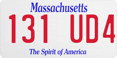 MA license plate 131UD4