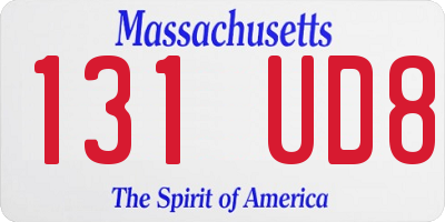 MA license plate 131UD8