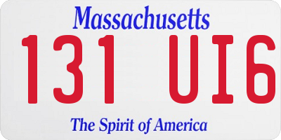 MA license plate 131UI6