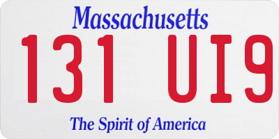 MA license plate 131UI9