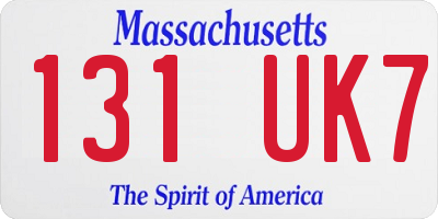 MA license plate 131UK7