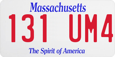 MA license plate 131UM4