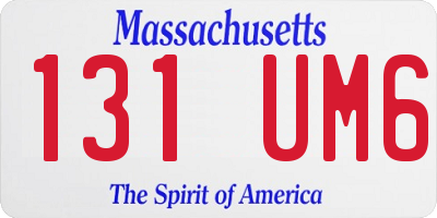 MA license plate 131UM6