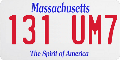 MA license plate 131UM7