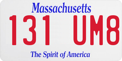 MA license plate 131UM8