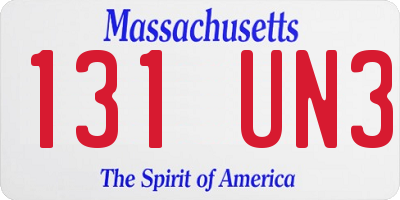 MA license plate 131UN3
