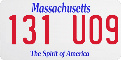 MA license plate 131UO9