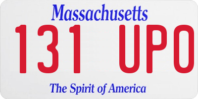 MA license plate 131UP0
