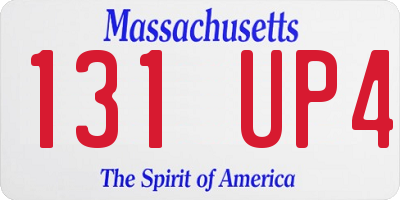 MA license plate 131UP4