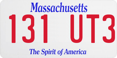 MA license plate 131UT3