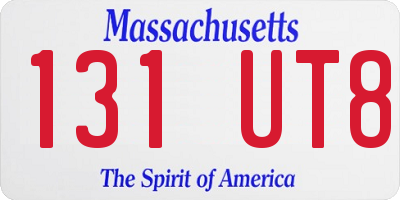 MA license plate 131UT8