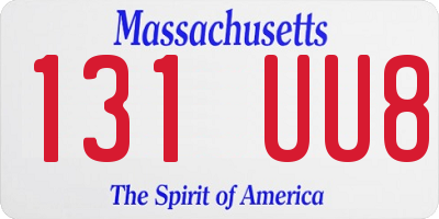 MA license plate 131UU8