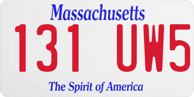 MA license plate 131UW5