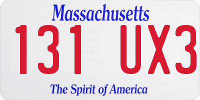 MA license plate 131UX3