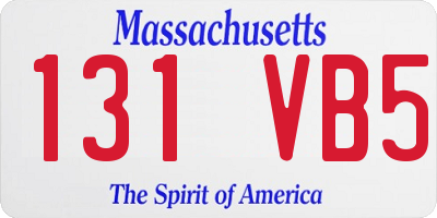 MA license plate 131VB5