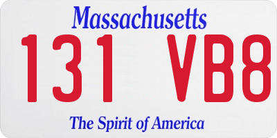 MA license plate 131VB8