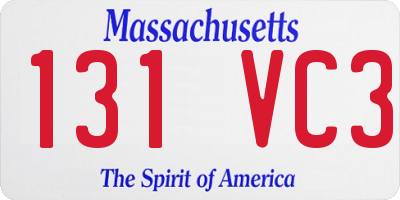 MA license plate 131VC3