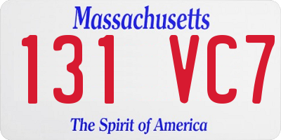 MA license plate 131VC7