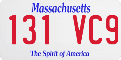 MA license plate 131VC9