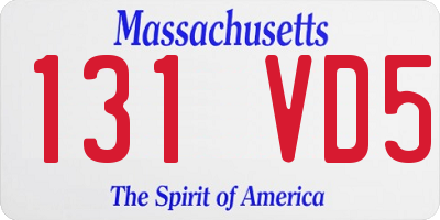 MA license plate 131VD5