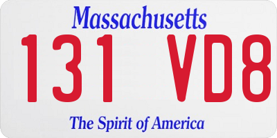 MA license plate 131VD8