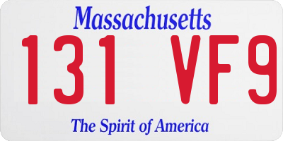 MA license plate 131VF9