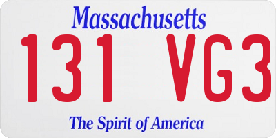 MA license plate 131VG3