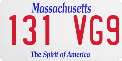 MA license plate 131VG9