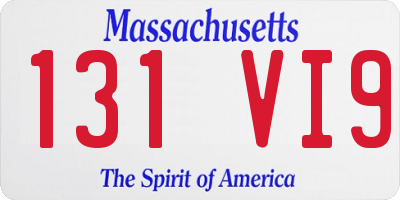 MA license plate 131VI9