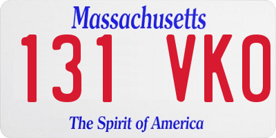 MA license plate 131VK0