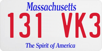 MA license plate 131VK3