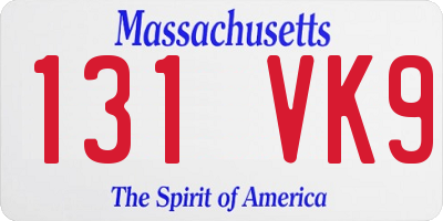 MA license plate 131VK9