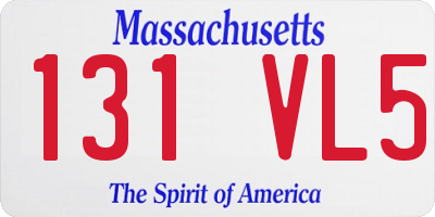 MA license plate 131VL5