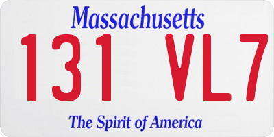 MA license plate 131VL7