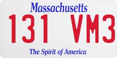MA license plate 131VM3