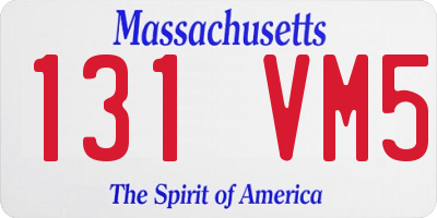 MA license plate 131VM5
