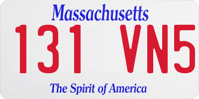 MA license plate 131VN5