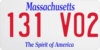 MA license plate 131VO2