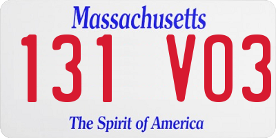MA license plate 131VO3