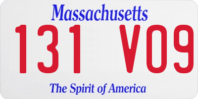 MA license plate 131VO9