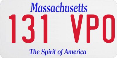 MA license plate 131VP0