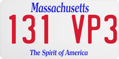MA license plate 131VP3