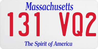 MA license plate 131VQ2