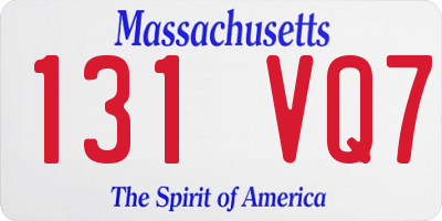 MA license plate 131VQ7