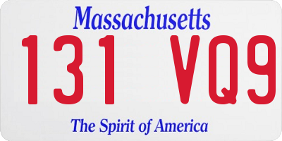 MA license plate 131VQ9