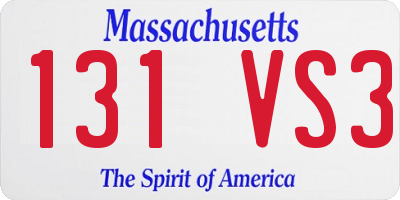 MA license plate 131VS3