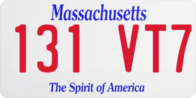 MA license plate 131VT7
