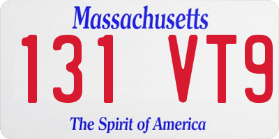 MA license plate 131VT9