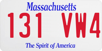 MA license plate 131VW4