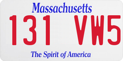 MA license plate 131VW5